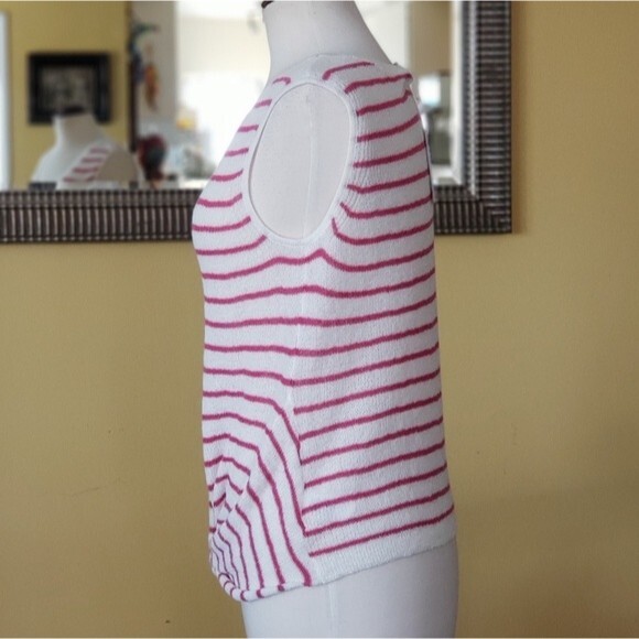 Splendid Striped Twist Hem Knitted Cotton Blend Sleeveless Tank Top Medium Pink - Picture 4 of 10